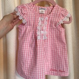 Adorable Calvin Klein pink gingham dress. 12M